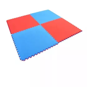 Puzzle tatami szőnyeg 100x100x4 cm piros-kék PRO-Sport