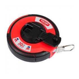   Mérőszalag, 30 m – gumírozott ház, fém szalag – Extol Premium