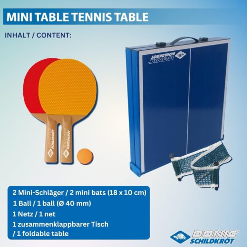 Mini pingpong asztal szett, összecsukható, 68x33x9 cm – Donic