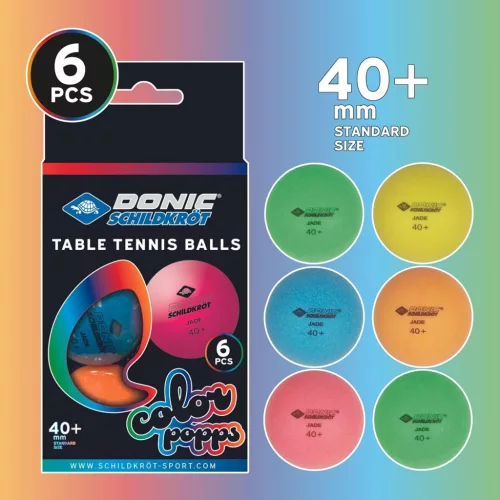 Pingponglabda szett, 6 db – színes, 40 mm – Donic