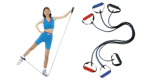 Trendy Fit Tube erősítő gumikötél szivacs fogantyúval – zöld, közepes