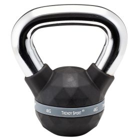   Kettlebell, füles súlyzó, fekete-króm, 4 kg, Trendy Premium