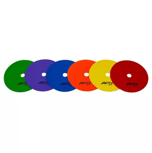 Korong alakú padlójelölő szett – 15 cm, 6 db-os, lyukas kivitel – A-Sport