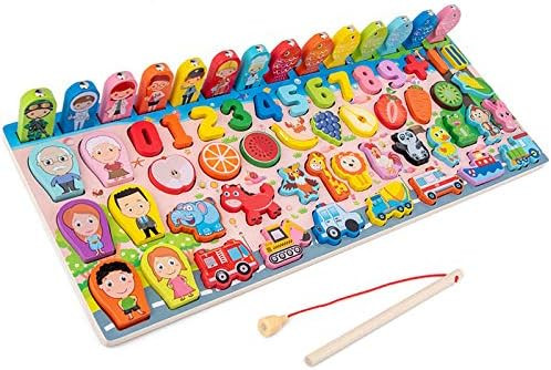 Montessori oktató fa játék 7 az 1-ben – színek, formák, számok