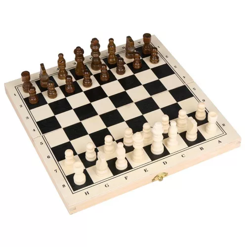Sakk és dáma készlet fa – 2 az 1-ben összecsukható tábla Eddy Toys