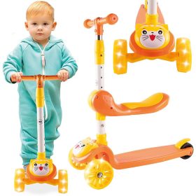 Háromkerekű roller LED kerekekkel sárga – MalPlay