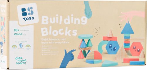 Építőjáték fa kocka készlet 38 db – BS Toys