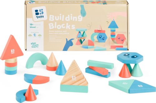 Építőjáték fa kocka készlet 38 db – BS Toys