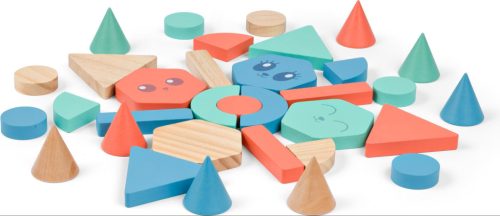 Építőjáték fa kocka készlet 38 db – BS Toys