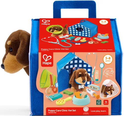 Buksi állatorvosi készlet, kiskutyával - Hape