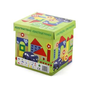 Fa építőkocka készlet autóval Goula