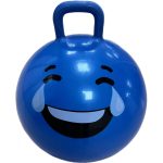 Ugráló labda, 45 cm-es fogantyús, kék nagy mosoly, Enero