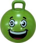   Ugráló labda, 45 cm-es fogantyús, zöld nagy mosoly, Enero