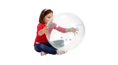 Csengőlabda készségfejlesztő nagylabda 55 cm átlátszó – Gymnic