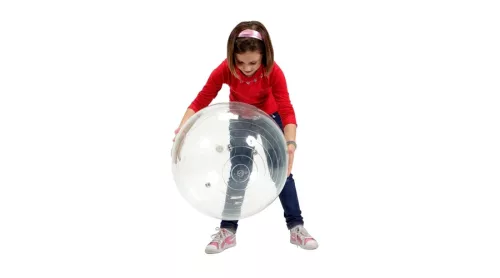 Csengőlabda készségfejlesztő nagylabda 55 cm átlátszó – Gymnic