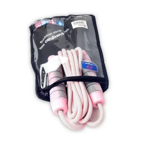 Ugrálókötél, fonatolt, szivacs markolattal, 300 cm, 8 mm, PRO-Sport - Pink