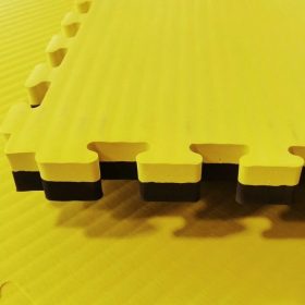   Puzzle tatami, 100×100×4 cm, szegéllyel – sárga-fekete, PRO-Sport