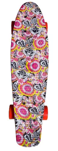 Műanyag gördeszka, rózsaszín-fekete, Flower Spartan Retro Plastik Board