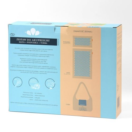 Akupresszúrás matrac, tűpárna, iplikátor, párnával PREMIUM ECO Len, kókusz, táskával SMJ