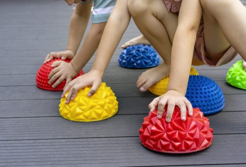 Egyensúlyozó masszázs félgömb, gyémánt mintás 1 pár Sárga Springos