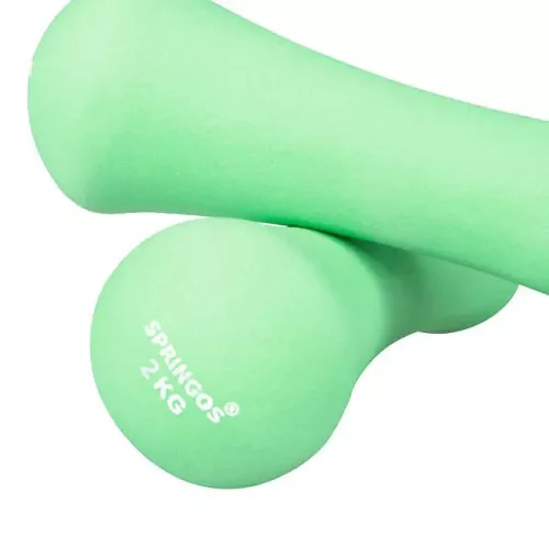 Kézisúlyzó 2x2 kg zöld, neoprén Springos