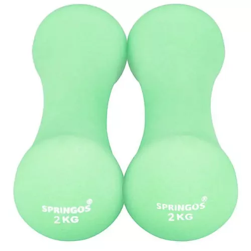 Kézisúlyzó 2x2 kg zöld, neoprén Springos