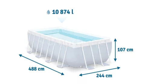 Fémvázas medence szett 488x244x107 cm - INTEX PRISM FRAME 26792