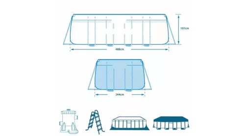Fémvázas medence szett 488x244x107 cm - INTEX PRISM FRAME 26792