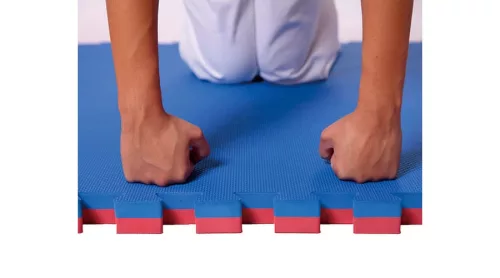 Puzzle tatami szőnyeg 100x100x4 cm piros-kék PRO-Sport 