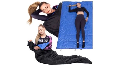 Hálózsák 190x73 cm – fekete-kék – SPRINGOS