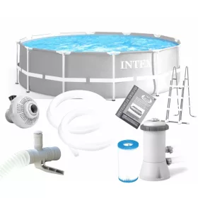   Vízforgatós medence szett, fémvázas 366 x 99 cm INTEX PRISM FRAME POOL 26716 + létrával!