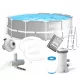 Vízforgatós medence szett, fémvázas 366 x 99 cm INTEX PRISM FRAME POOL 26716 + létrával!