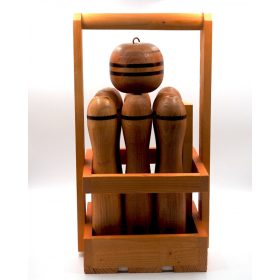   Lengőteke készlet Premium, pácolt keményfa, hordozóval - PRO-Sport