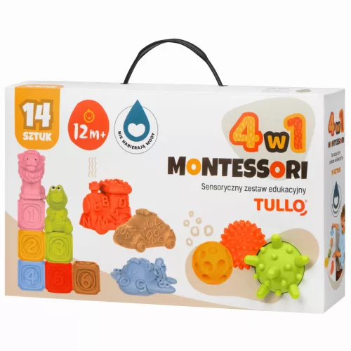 Fejlesztő szenzoros piramis Montessori 4in1 14 darabos szett – TULLO