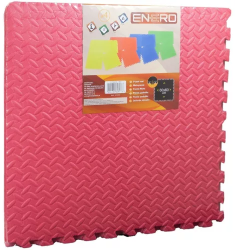 Puzzle fitnesz szőnyeg 60x60x1,2 cm – 4 db, piros – ENERO Fit