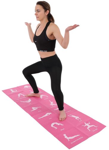 Jóga oktató matrac összehajtható 170x60x0,5 cm – pink, ENERO-Fit
