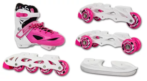 4 in 1 görkorcsolya jégkorcsolya állítható 26-29, pink, ENERO