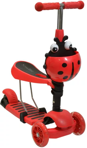 Katicás roller 3 kerekű 3in1, piros, ENERO