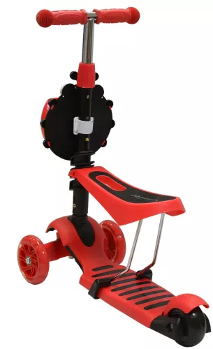 Katicás roller 3 kerekű 3in1, piros, ENERO