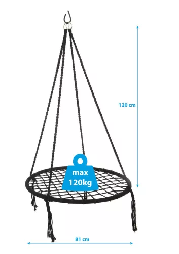 Fészekhinta pókhinta 80 cm, fekete, ROYOKAMP