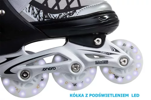 4 in 1 görkorcsolya jégkorcsolya állítható 38-41 PRO LED szürke ENERO
