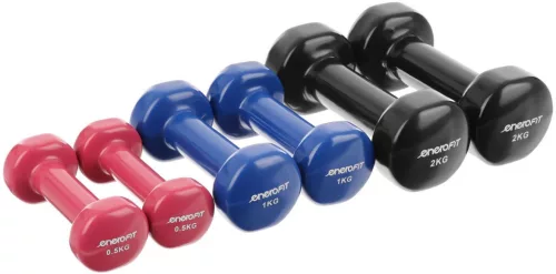 Súlyzó szett állvánnyal, 7 kg – vinyl borítás – ENERO-Fit