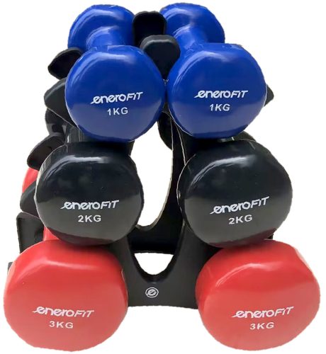 Súlyzószett állvánnyal 12 kg ENERO-Fit