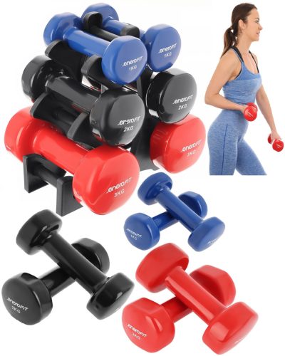 Súlyzószett állvánnyal 12 kg ENERO-Fit
