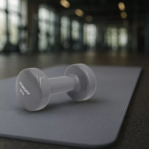 Kézisúlyzó, vinyl borítású 5 kg – szürke, ENERO-Fit Premium 1 db
