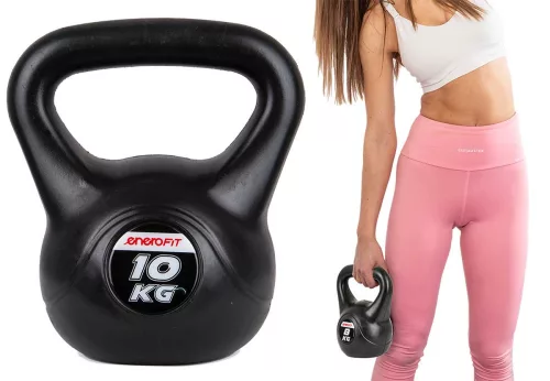 Füles súlyzó, Kettlebell 10 kg, cementes, fekete ENERO Fit