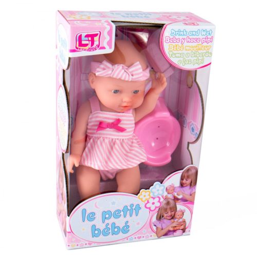Loko pisilő baba bilivel és cumisüveggel - 28 cm
