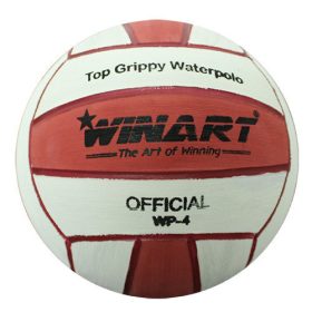   Vízilabda, 4-es junior, női piros-fehér - Winart Top Grippy Water Polo Ball No.4. stripped 