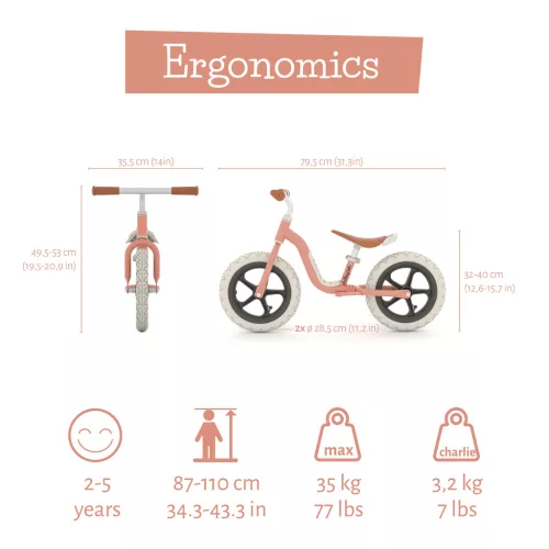 Tanulóbicikli, 12-es kerékkel - lazacszín 24 hó+ – Chillafish