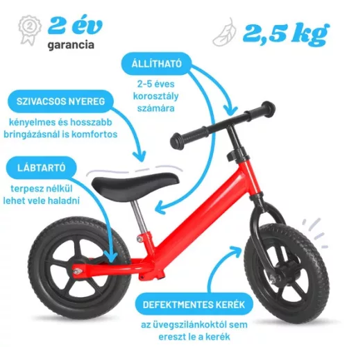 Futóbicikli, tanulóbicikli bölcsiseknek piros 24 hó+ – PRO-Sport